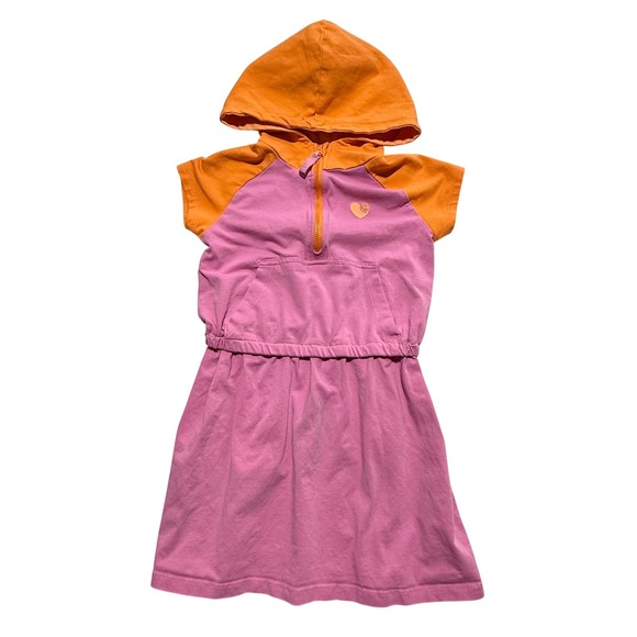 AV Other - Y2K Girls Pink Orange Hooded Half Zip Dress Size 6
Heart Graphic Short Sleeve